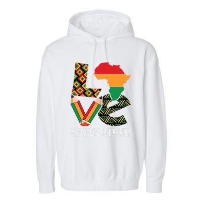 Bilingual Teacher Love African American Black History Month Garment-Dyed Fleece Hoodie