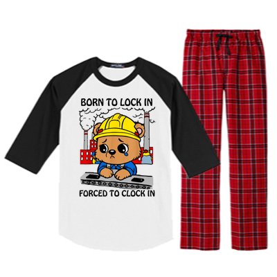 Born To Lock In Forced To Clock In Raglan Sleeve Pajama Set