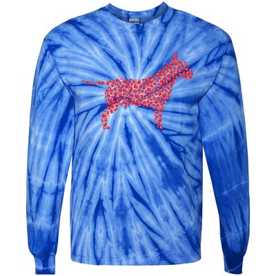 Bull Terrier Lover Heart Shape Bull Terrier Valentine's Day Gift Tie-Dye Long Sleeve Shirt