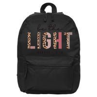 Be The Light Matthew Christian Faith Bible Verse Leopard 16 in Basic Backpack