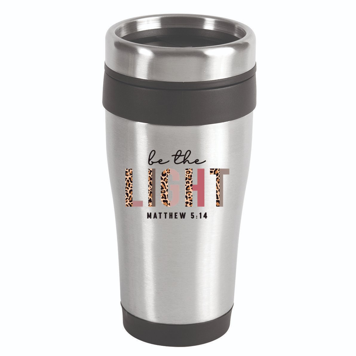 Be The Light Matthew Christian Faith Bible Verse Leopard 16oz Travel Tumbler
