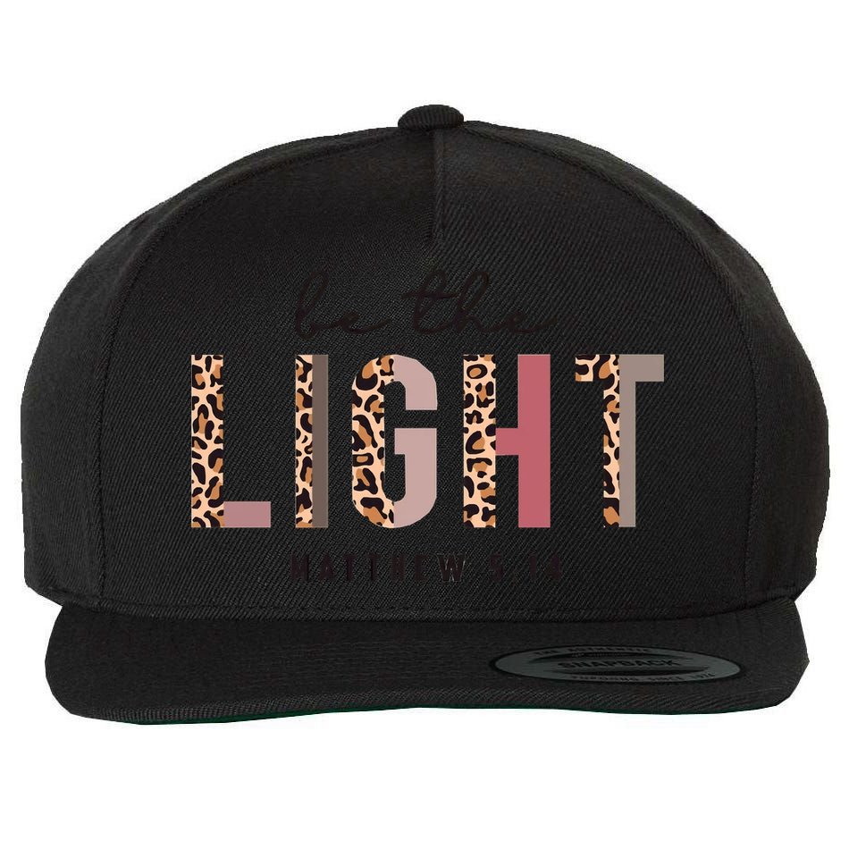 Be The Light Matthew Christian Faith Bible Verse Leopard Wool Snapback Cap
