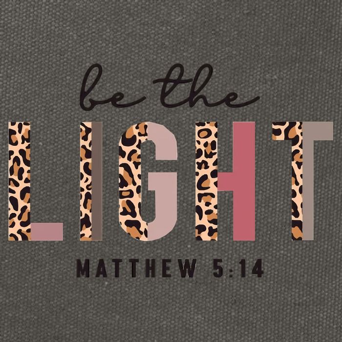 Be The Light Matthew Christian Faith Bible Verse Leopard Cotton Canvas Backpack