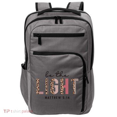 Be The Light Matthew Christian Faith Bible Verse Leopard Impact Tech Backpack