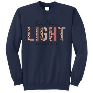 Be The Light Matthew Christian Faith Bible Verse Leopard Sweatshirt