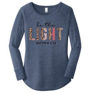 Be The Light Matthew Christian Faith Bible Verse Leopard Women's Perfect Tri Tunic Long Sleeve Shirt