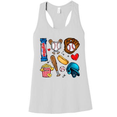 Baseball Team Lover Game Day Baseball Season Women's Racerback Tank