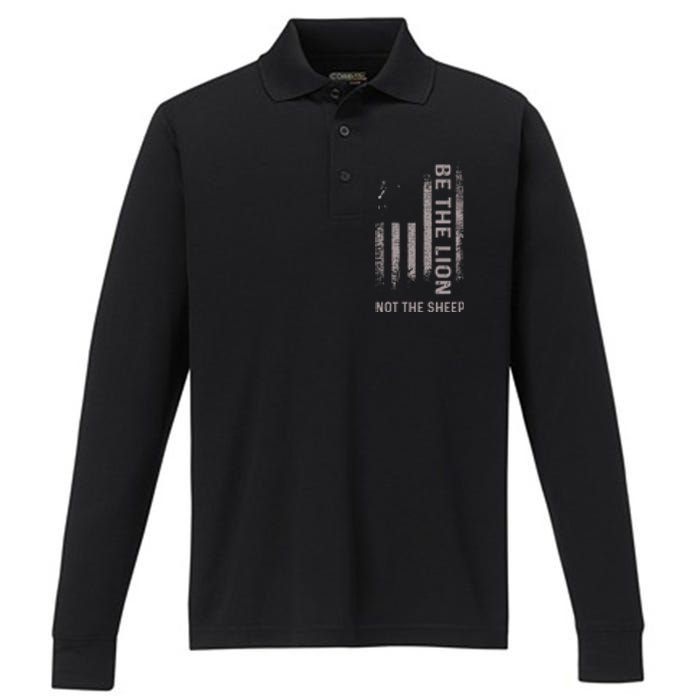 Be The Lion Not The Sheep Performance Long Sleeve Polo