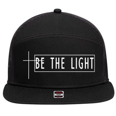 Be The Light Christian Slogan 7 Panel Mesh Trucker Snapback Hat