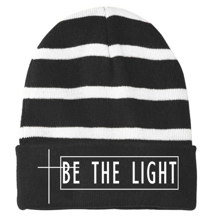 Be The Light Christian Slogan Striped Beanie with Solid Band