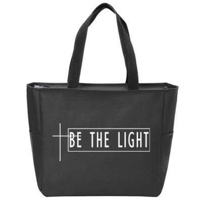 Be The Light Christian Slogan Zip Tote Bag