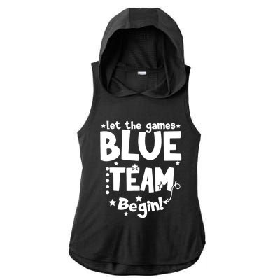 Blue Team Let The Games Begin Field Trip Day Ladies PosiCharge Tri-Blend Wicking Draft Hoodie Tank