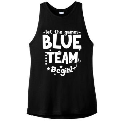 Blue Team Let The Games Begin Field Trip Day Ladies PosiCharge Tri-Blend Wicking Tank