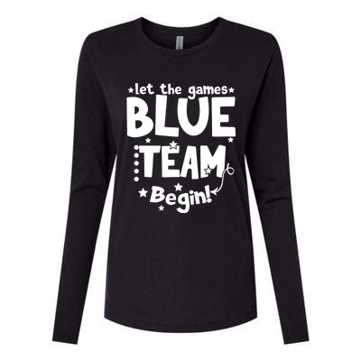 Blue Team Let The Games Begin Field Trip Day Womens Cotton Relaxed Long Sleeve T-Shirt