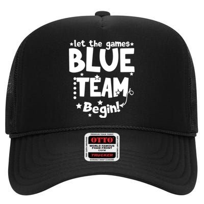 Blue Team Let The Games Begin Field Trip Day High Crown Mesh Back Trucker Hat