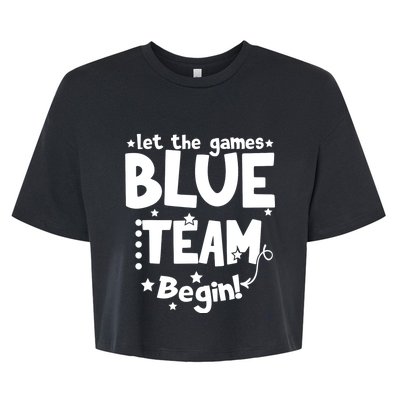 Blue Team Let The Games Begin Field Trip Day Bella+Canvas Jersey Crop Tee