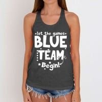 Blue Team Let The Games Begin Field Trip Day Women's Knotted Racerback Tank