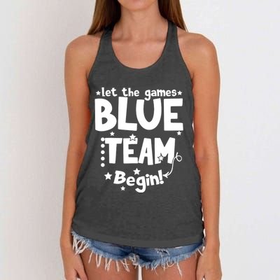 Blue Team Let The Games Begin Field Trip Day Women's Knotted Racerback Tank