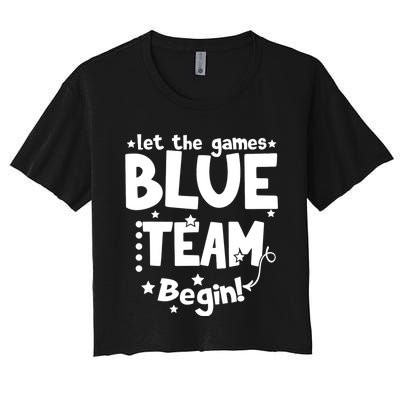 Blue Team Let The Games Begin Field Trip Day Women's Crop Top Tee