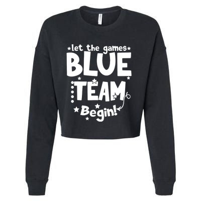 Blue Team Let The Games Begin Field Trip Day Cropped Pullover Crew