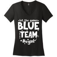 Blue Team Let The Games Begin Field Trip Day Women's V-Neck T-Shirt