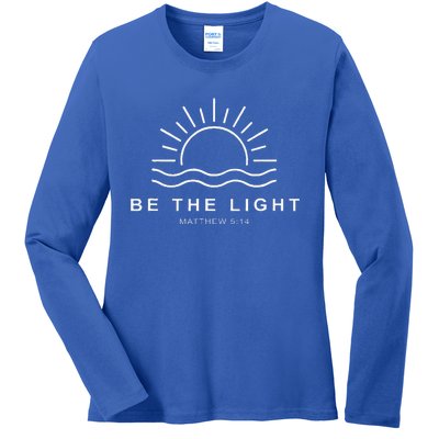 Be The Light Faith Religious Jesus Christian Ladies Long Sleeve Shirt