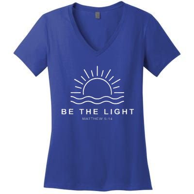 Be The Light Faith Religious Jesus Christian Women's V-Neck T-Shirt