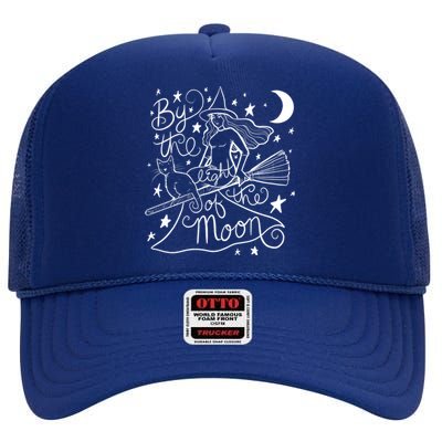 By The Light Of The Moon Witch Gift High Crown Mesh Back Trucker Hat