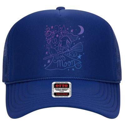 By The Light Of The Moon Witch Gift High Crown Mesh Back Trucker Hat