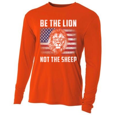 Be The Lion Not The Sheep American Flag Patriot For Boy Funny Gift Cooling Performance Long Sleeve Crew