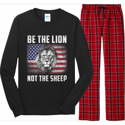 Be The Lion Not The Sheep American Flag Patriot For Boy Funny Gift Long Sleeve Pajama Set