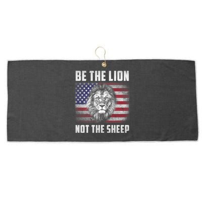 Be The Lion Not The Sheep American Flag Patriot For Boy Funny Gift Large Microfiber Waffle Golf Towel