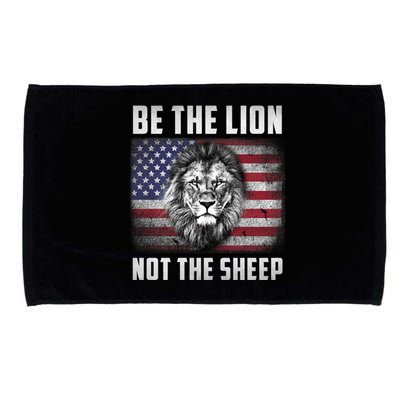 Be The Lion Not The Sheep American Flag Patriot For Boy Funny Gift Microfiber Hand Towel