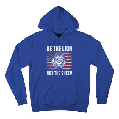 Be The Lion Not The Sheep American Flag Patriot For Boy Funny Gift Hoodie