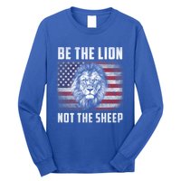 Be The Lion Not The Sheep American Flag Patriot For Boy Funny Gift Long Sleeve Shirt