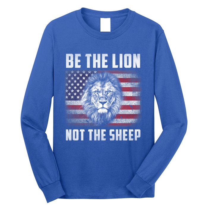 Be The Lion Not The Sheep American Flag Patriot For Boy Funny Gift Long Sleeve Shirt