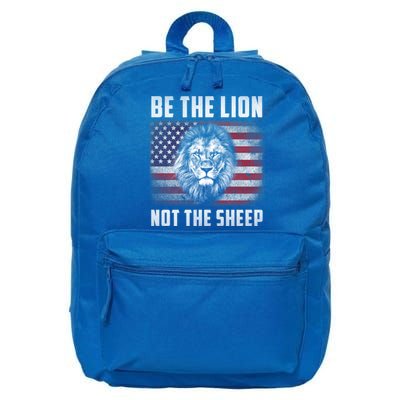 Be The Lion Not The Sheep American Flag Patriot For Boy Funny Gift 16 in Basic Backpack