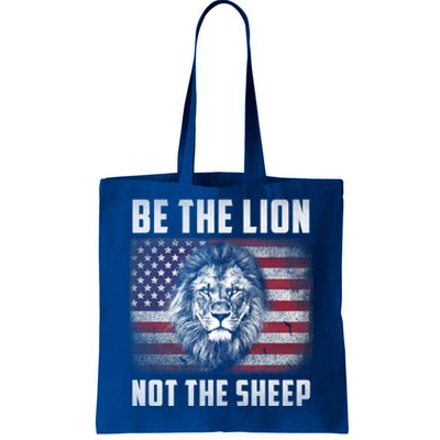 Be The Lion Not The Sheep American Flag Patriot For Boy Funny Gift Tote Bag