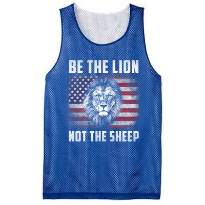 Be The Lion Not The Sheep American Flag Patriot For Boy Funny Gift Mesh Reversible Basketball Jersey Tank