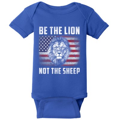 Be The Lion Not The Sheep American Flag Patriot For Boy Funny Gift Baby Bodysuit