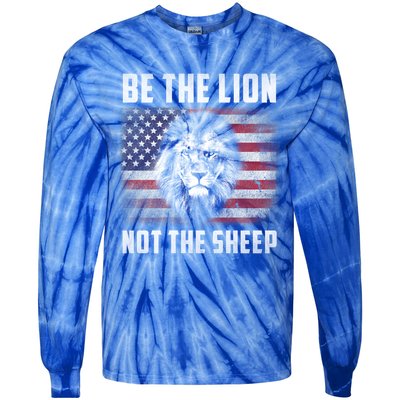 Be The Lion Not The Sheep American Flag Patriot For Boy Funny Gift Tie-Dye Long Sleeve Shirt