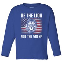 Be The Lion Not The Sheep American Flag Patriot For Boy Funny Gift Toddler Long Sleeve Shirt