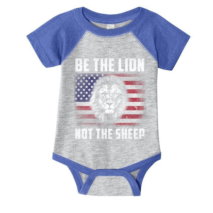 Be The Lion Not The Sheep American Flag Patriot For Boy Funny Gift Infant Baby Jersey Bodysuit