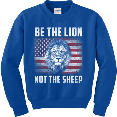 Be The Lion Not The Sheep American Flag Patriot For Boy Funny Gift Kids Sweatshirt