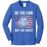 Be The Lion Not The Sheep American Flag Patriot For Boy Funny Gift Kids Long Sleeve Shirt