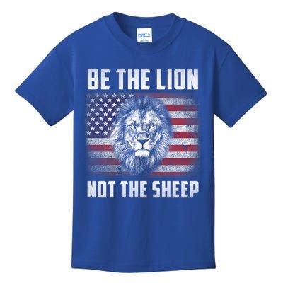 Be The Lion Not The Sheep American Flag Patriot For Boy Funny Gift Kids T-Shirt