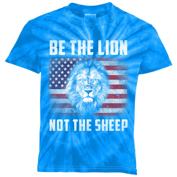 Be The Lion Not The Sheep American Flag Patriot For Boy Funny Gift Kids Tie-Dye T-Shirt