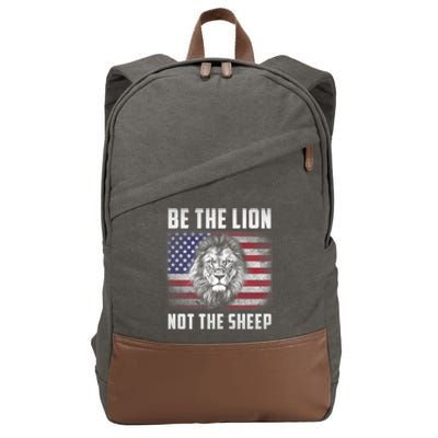 Be The Lion Not The Sheep American Flag Patriot For Boy Funny Gift Cotton Canvas Backpack