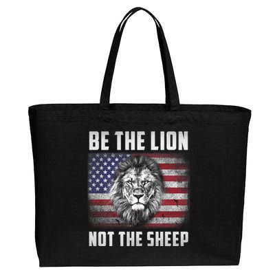 Be The Lion Not The Sheep American Flag Patriot For Boy Funny Gift Cotton Canvas Jumbo Tote