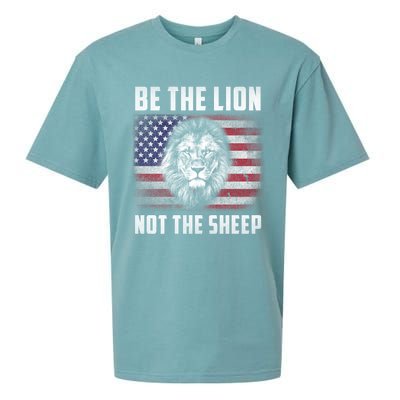 Be The Lion Not The Sheep American Flag Patriot For Boy Funny Gift Sueded Cloud Jersey T-Shirt